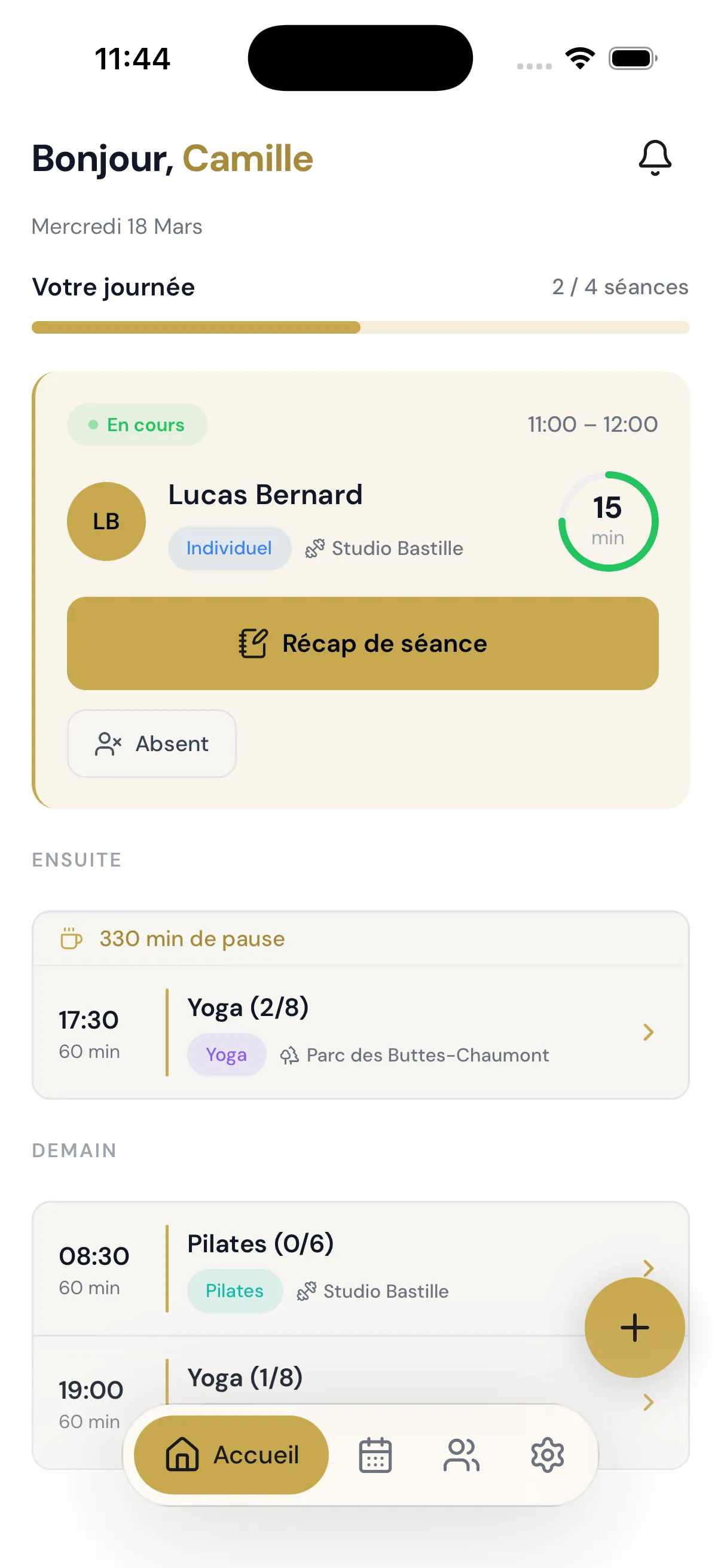 Aperçu tableau de bord